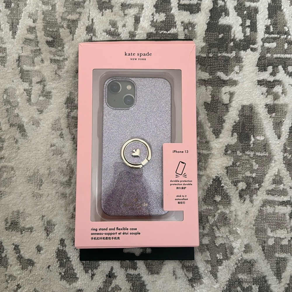 iPhone 13 PRO Kate Spade lilac glitter phone cover case